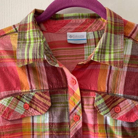 Columbia plaid button down long sleeve top - Picture 4 of 9